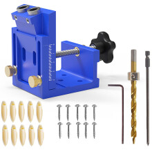 (Blue) Adjustable Angle Hole Puncher with 9.5mm Drill Bit, Dual-Purpose Design, Metric/Imperial Calibration, Aluminum Build