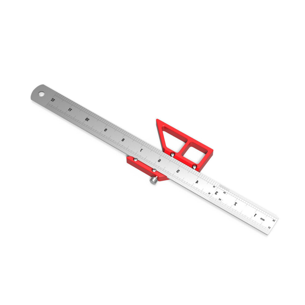 45/90 Scribing Ruler - Durable Aluminum Tool for Precision Line & Circle Drawing, Vertical Measurements, Compact Design