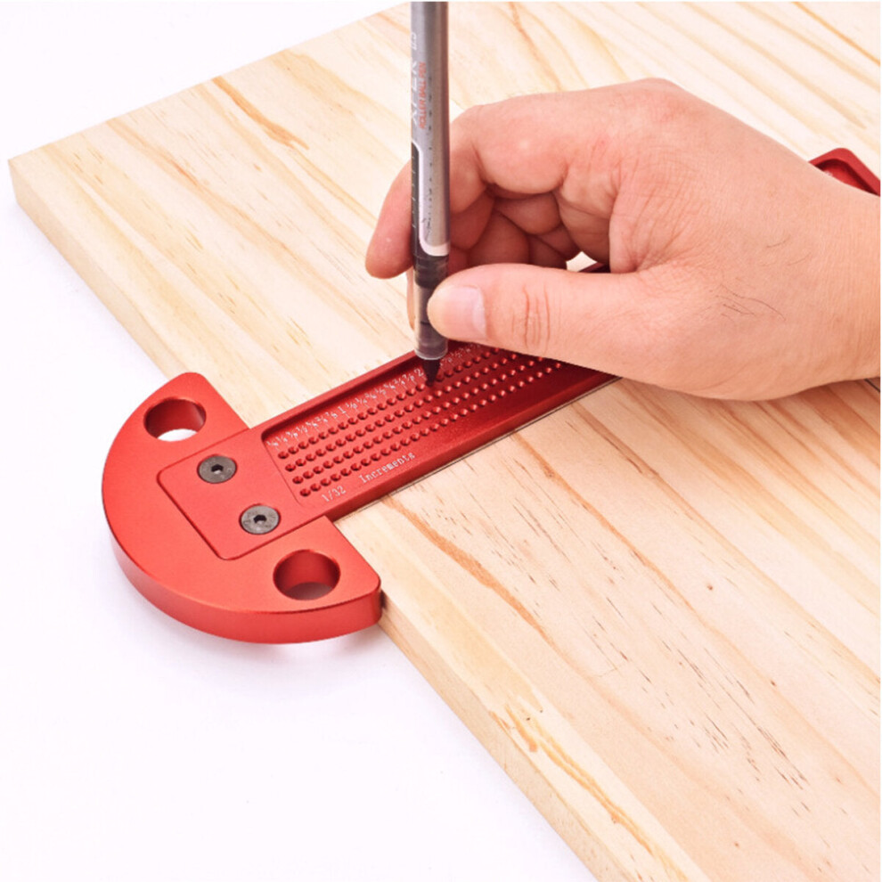 (Imperial) Woodworking T-Square Ruler - Precision Aluminum Alloy, Ergonomic Handle, 1/32" Hole Spacing, 10.35" Length, Versatile Tool