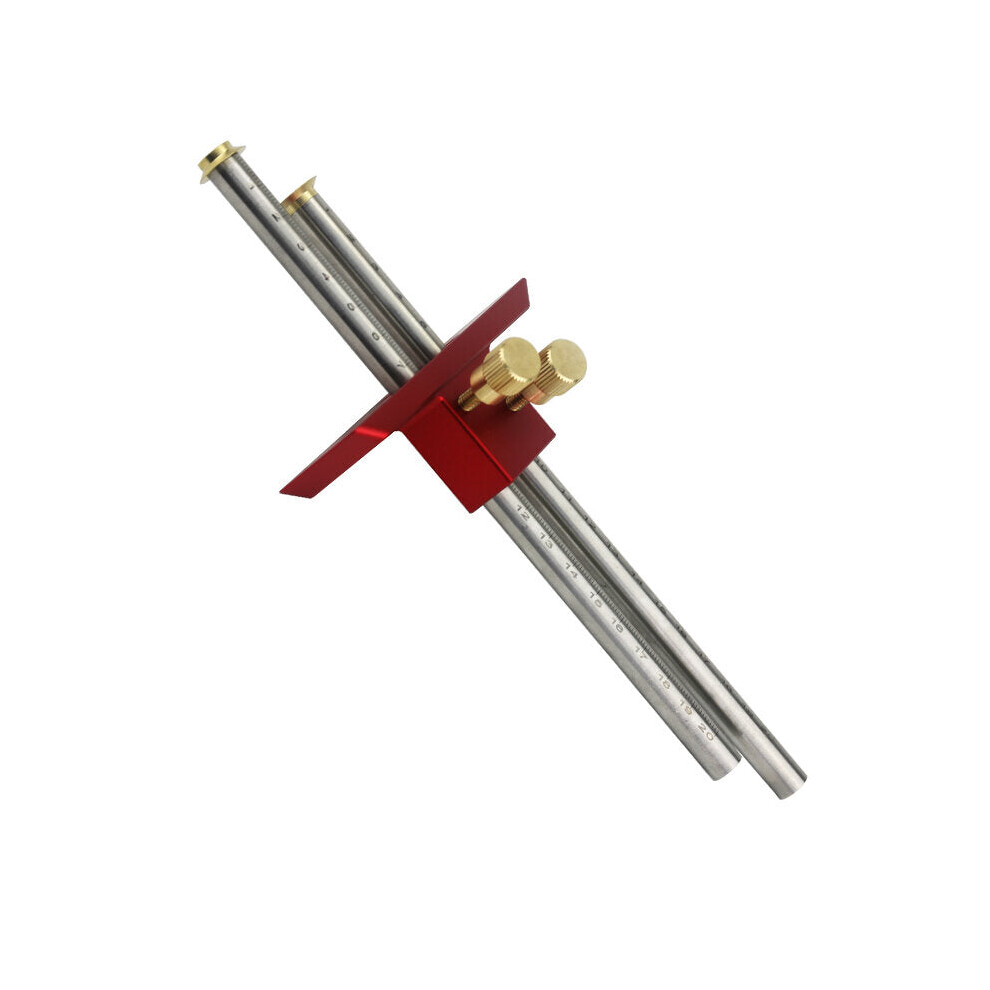 Durable Metal Woodworking Marking Gauge, 200mm, Red, Clear Scale, Dual Calibration, Portable & Accurate Measurement Tool