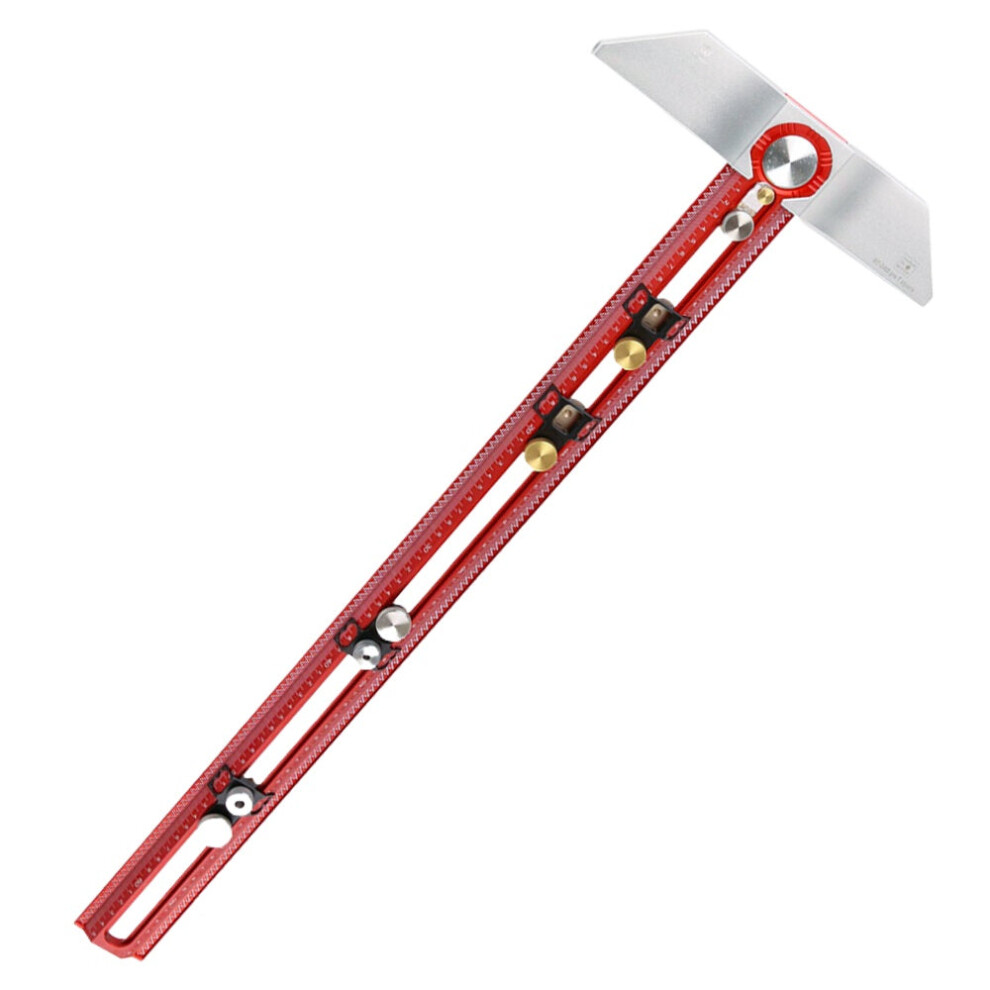 (Imperial) Hooked On Wood MT-2465 PRO Woodworking Scriber T Square Ruler - Aluminum Alloy, 650mm, Metric & Imperial