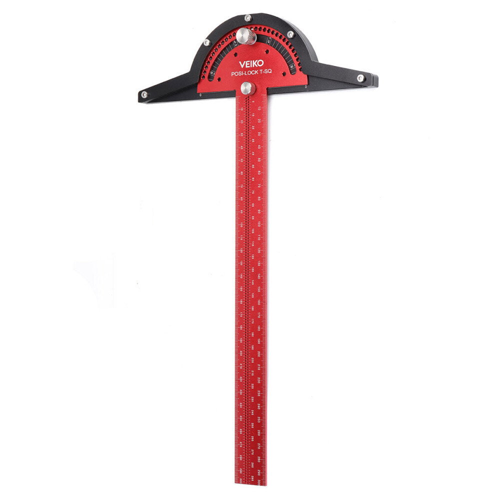 300mm Angle Positioning T Square Ruler - Adjustable 0-75 with 5 Increments for Woodworking and Carpentry Tools