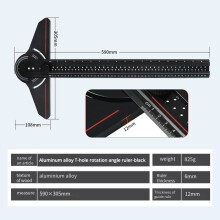 (590x305mm) Multi-Use Aluminum Ruler with Laser Engraving, Durable Design, Adjustable Angles - Black & Red Options Available