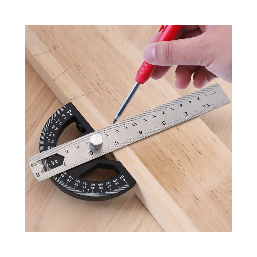 (8 inch, ABS) Woodworking Protractor Angle Gauge Ruler Tool - 8" & 12" Aluminum/ABS, Multi-Angle Measurement, Carpenter Essential