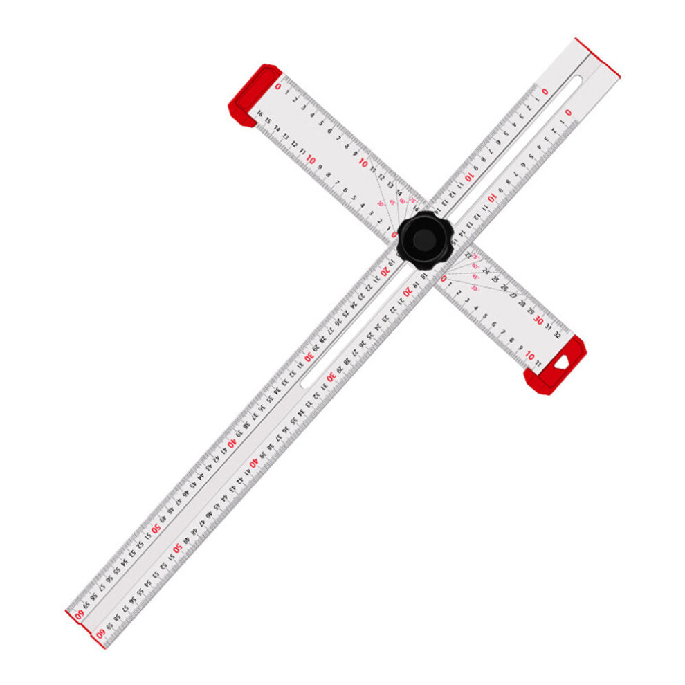 High Precision Aluminum Alloy Angle Ruler for Woodworking - Adjustable Drilling & Marking Gauge, Easy Assembly, Red/Silver