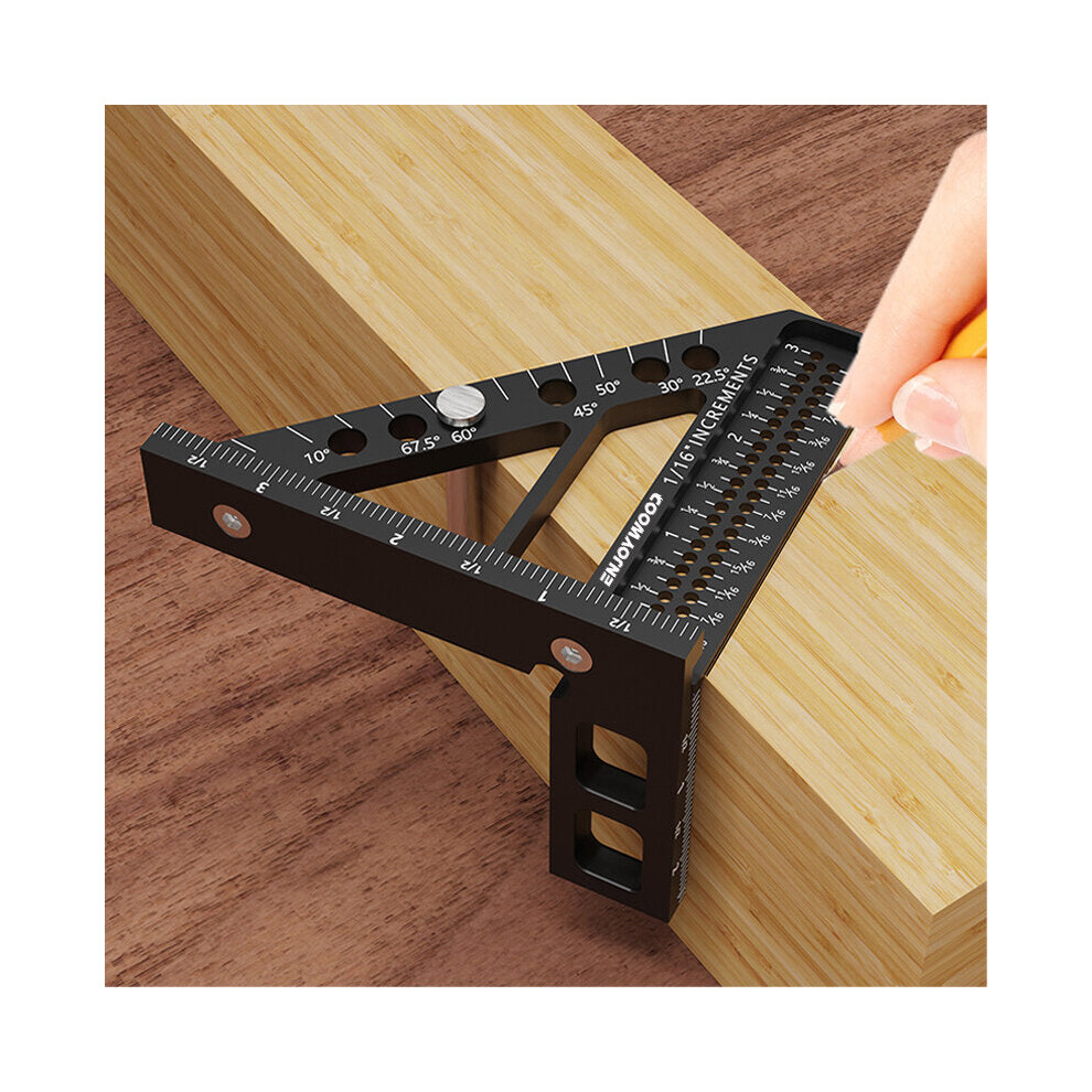 (Metric) 3-in-1 Angle Ruler with HD Scale, Multi-Angle Positioning, Durable Aluminum, for Accurate Marking & Drawing