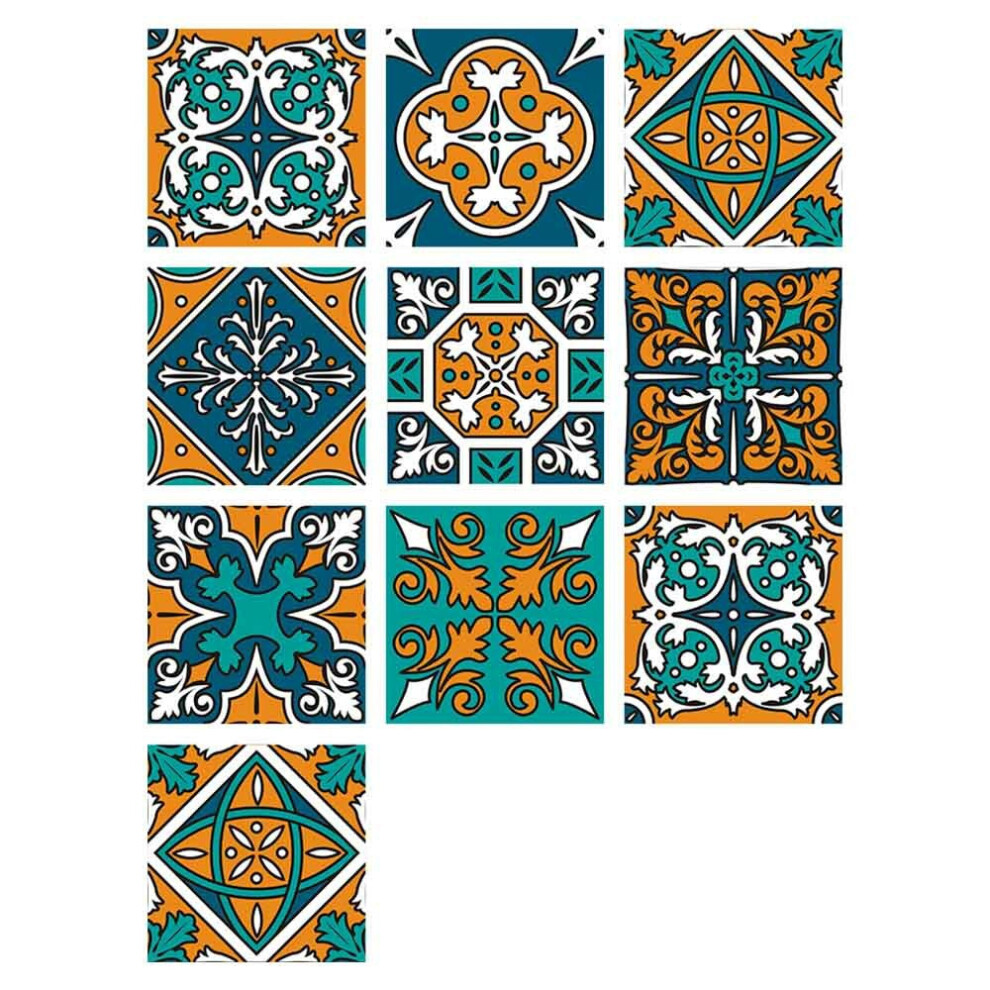 (10) 10Pcs/Set 15*15CM Wall Stickers PVC Oil-proof and Waterproof Home Living Room Bedroom Kitchen Bathroom Decorations for Home Office