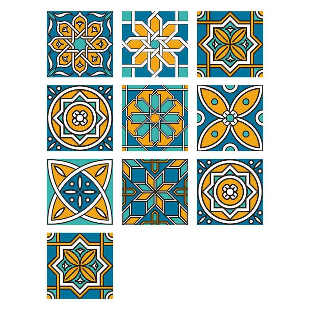 (1) 10Pcs/Set 10*10CM Wall Stickers PVC Oil-proof and Waterproof Home Living Room Bedroom Kitchen Bathroom Decorations for Home Office