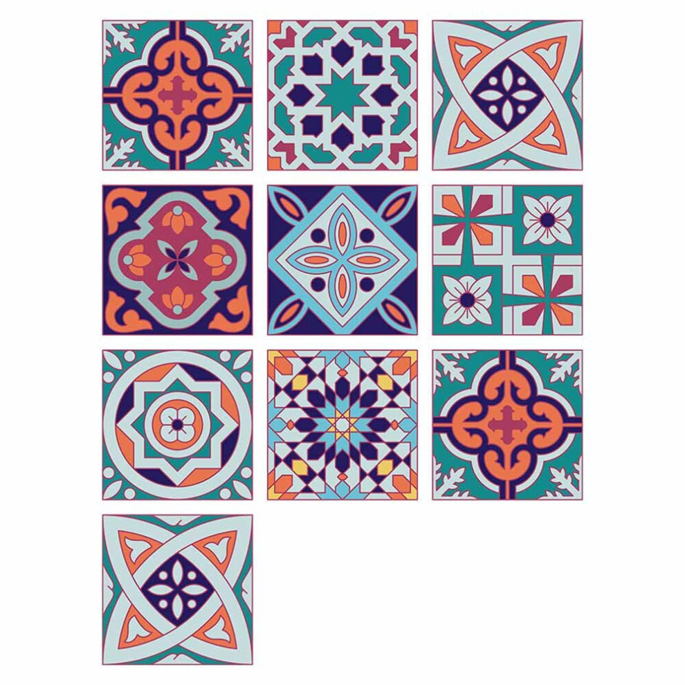 (9) 10Pcs/Set 10*10CM Wall Stickers PVC Oil-proof and Waterproof Home Living Room Bedroom Kitchen Bathroom Decorations for Home Office