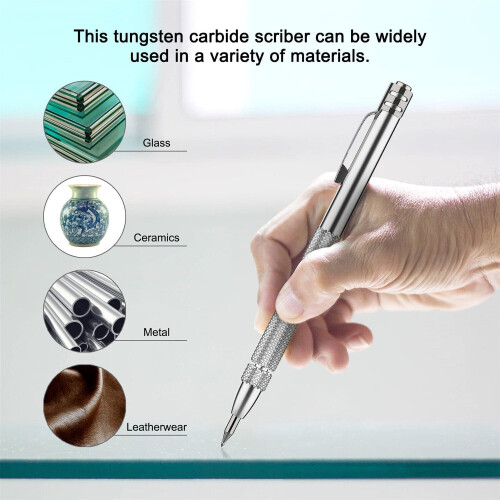 Tungsten Carbide Scriber Set - 2 Tools, 10 Replacement Tips, Magnetic, Durable Aluminium, Ergonomic Design, 15cm 2