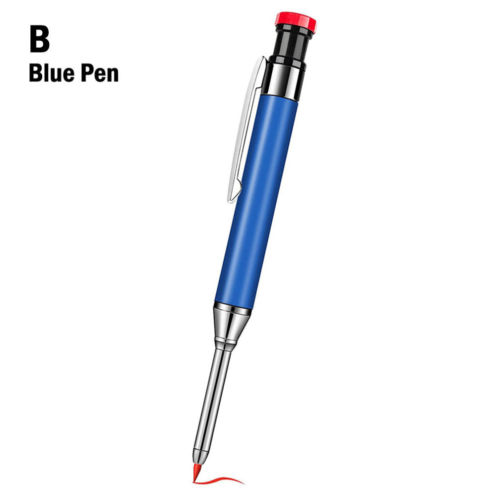 (#02) Metal Carpenter Pencil With Built-In Sharpener, Deep-Hole Tip, Marks On Various Surfaces, 154Mm Length 8727971921265