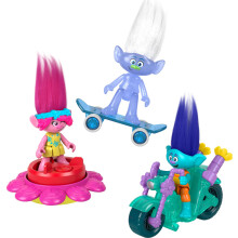 Fisher-Price Imaginext DreamWorks Trolls Toys Sparkle & Roll Pack, Poppy Branch & Guy Diamond Figuren f  r Rollenspiele f  r Kinder ab 3 Jahren