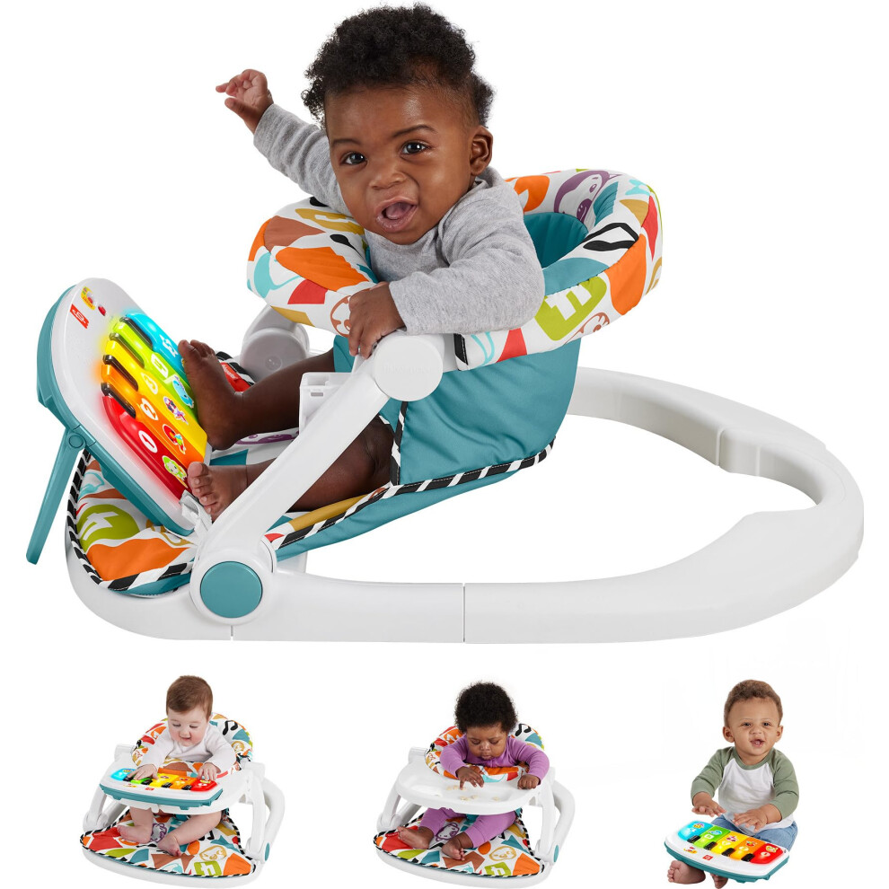 Fisher-Price Baby Portable Chair Deluxe Kick & Play Sit-Me-Up Floor Seat with Piano Learning Toy & Snack Tray for Infants to Toddlers