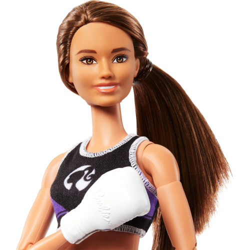 Barbie Boneca Barbie Carreiras e Acessórios, Boxer Morena com Uniforme Removível e Luvas de Boxe 1