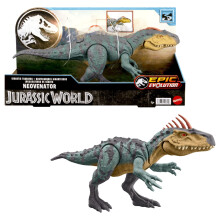 Mattel Jurassic World Gigantic Trackers Actionfigur Neovenator Dinosaurierspielzeug mit Attack Chomp, sich entwickelndem Kopfkamm und digitalem Spiel