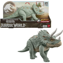 Mattel Jurassic World Gigantyczne tropiciele Triceratops Dinozaur Figurka Duży gatunek Zabawka Atak głową Wyewoluowany róg Funkcja Gra cyfrowa