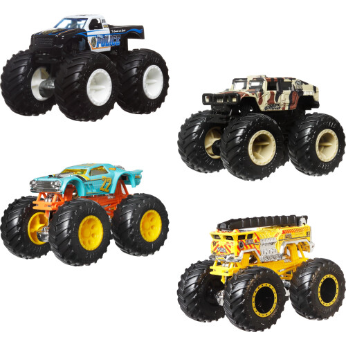 Hot Wheels Hot Wheels Monster Trucks, 1:64 Κλίμακα, Σετ 4, Γιγαντιαίοι Τροχοί, Αγαπημένοι Χαρακτήρες 1