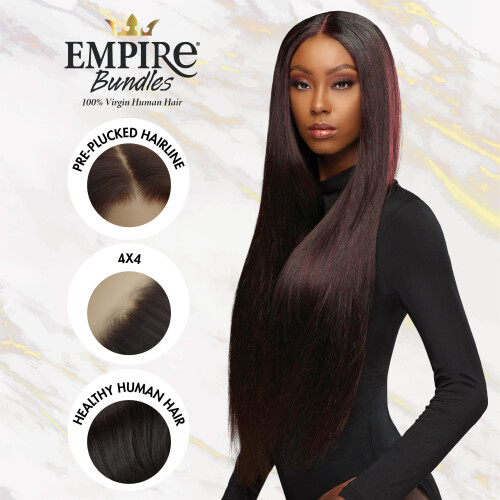 Pacote de cabelo Sensationnel Empire multi - liso com fechamento 4x4 10a sem emaranhados (12 14 16 Polegadas, NATURAL) 1