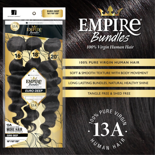 Pacotes Sensationnel Empire multi - euro profundo 10a sem emaranhados cabelo humano para tecer (12 14 16 polegadas, NATURAL/NEGRO) 1