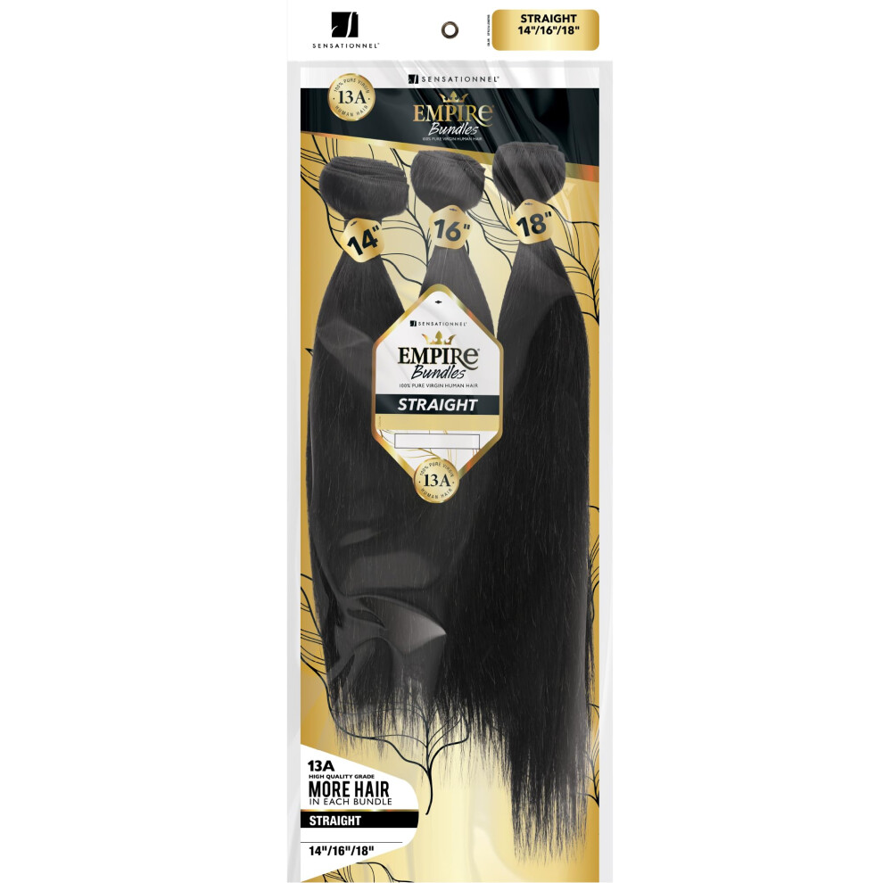Sensationnel Empire-BüNdel, Mehrere Glatte 10A-Menschenhaare, Verwicklungsfrei, Ausfallfrei, Zum Weben Und EinnäHen (50,8 Cm, 55,9 Cm, Natur/Schw-image