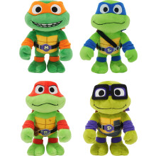 Mattel Teenage Mutant Ninja Turtles: Mutant Mayhem Plschspielzeug mit 4 weichen Puppen 8-Zoll-Leonardo Michelangelo Raphael & Donatello (exklusi