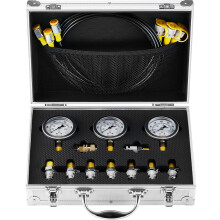 Hydraulic Pressure Test Kit 250/400/600bar 3 Gauges 9 Test Couplings 3 Test Hoses Excavator Hydraulic Test Gauge Set with Portable Carrying Ca