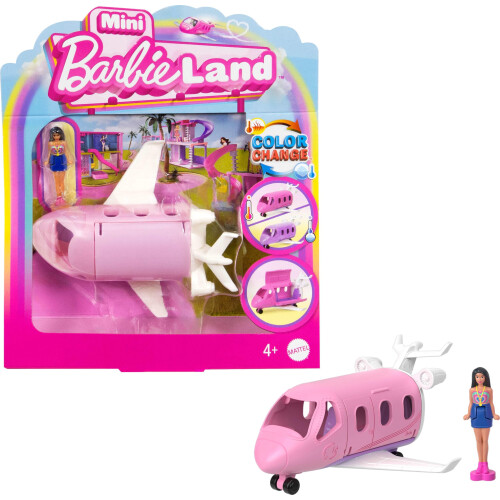 Barbie Mini Boneca Barbie e Veículo, 1.5 polegadas com Porta Funcional e Surpresa de Mudança de Cor