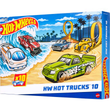 Hot Wheels Toy Trucks, confezione da 10 modelli di pick-up o furgoni da corsa e altri modelli moderni e retr    in scala 1:64 pressofusi (gli stili