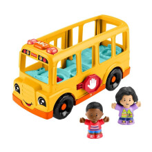 Fisher-Price Little People De schoolbus Muzikaal push-up voertuig met 2 figuren voor kinderen vanaf 1 jaar Meertalige versie HYT03
