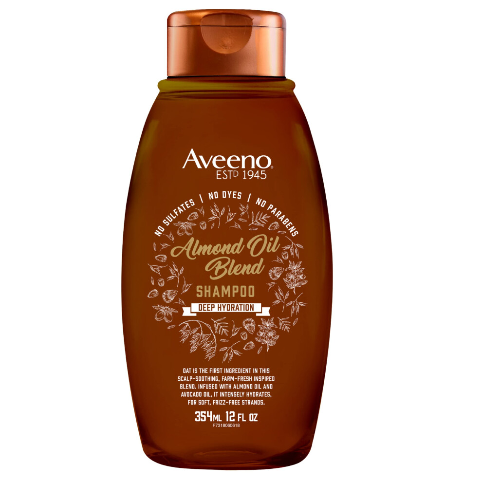 Aveeno Almond Oil Blend Sulfate-Free Shampoo with Avocado Oil for Intense Hydration  Deep Moisturizing Shampoo for Thick  Curly  Frizzy or Coarse Hair