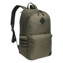 adidas Classic 3-Stripe Durable Backpack Student Athletic Sport Laptop Book Bag Olive Strata Green/Black/5.0 One Size
