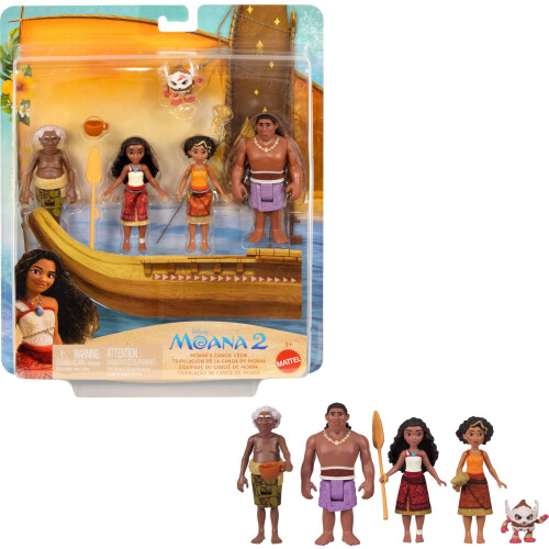 Mattel Mattel Disney Moana 2 Brinquedos, Conjunto de Canoas da Moana com 5 Bonecas e 3 Acessórios