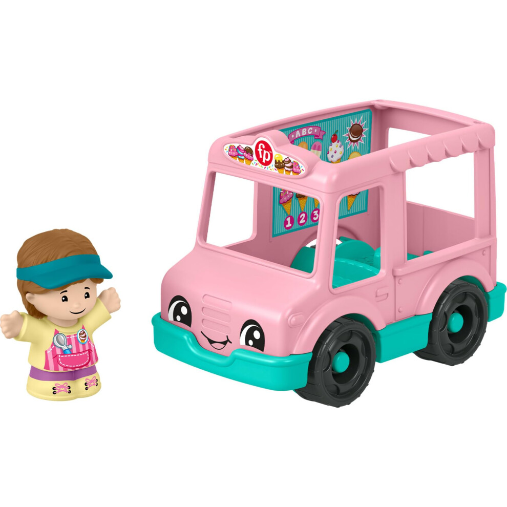 Fisher-Price Little People Toddler Toys Ice Cream Truck Push-Along Vehicle & Figure For Pretend Play Preschool Kids Ages 1+ Years