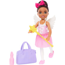 Barbie Toys Chelsea Ballerina Set, Karriere-Br nette, kleine Puppe mit 5 Accessoires zum Thema Tanz, einschlie lich Schwanenfl geln