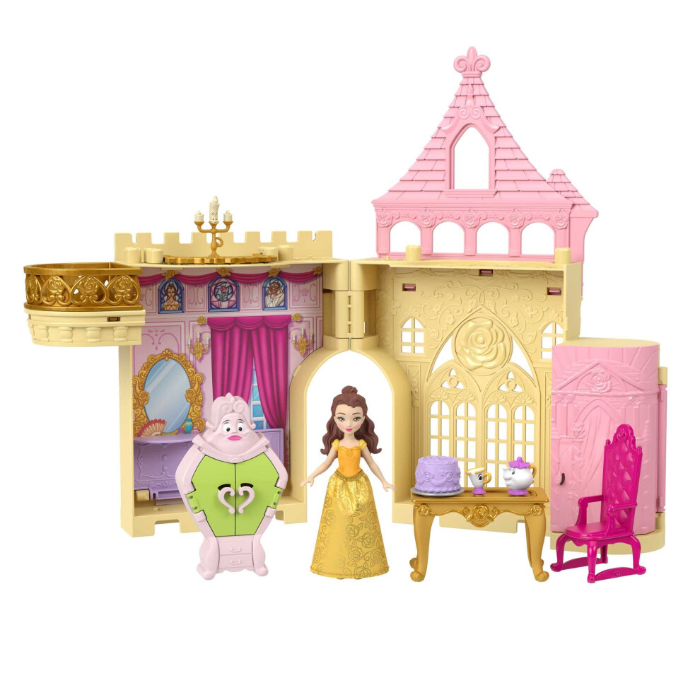 Mattel Disney Princess Toys Storytime Stackers Belle's Castle Stackable Doll House With Small Doll & 9 Pieces Inspired By The Disney Movie