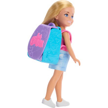 Boneca Chelsea Loira com Mochila de Cupcakes, Mochila Usável com Acessórios de Cozinha