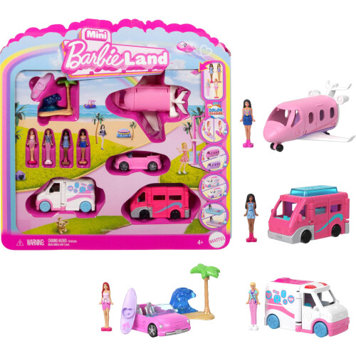 Barbie Conjunto de Veículos e Bonecas Barbie Mini Land 4-Pack com 4 Bonecas de 1.5 polegadas