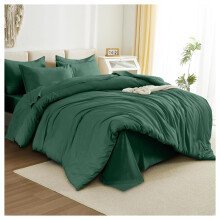 (Single Duvet Cover & Fitted Sheet, Green Emerald) Plain Duvet Cover Set Fitted Sheets & Pillowcase