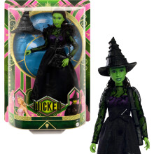 Mu   eca de moda universal Mattel Wicked Elphaba con accesorios, piel verde, cabello negro trenzado, posable y aspecto de sal   n extra   ble.