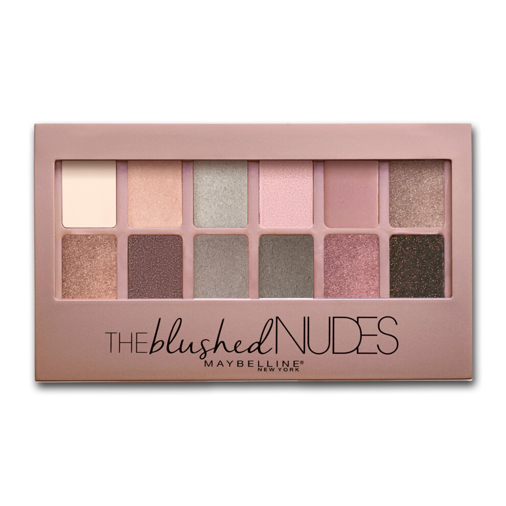 Palette de fards    paupi  res Maybelline The Blushed Nudes, 12 teintes pigment  es mates et scintillantes, poudre estompable, 1 unit