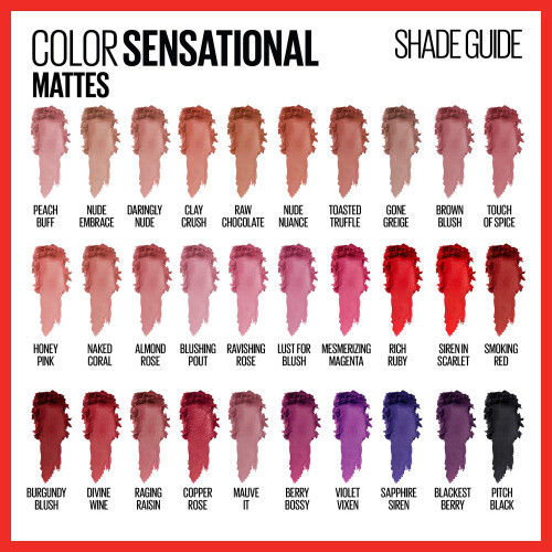 Maybelline Maybelline Color Sensational Lipstick, Ματ, Ενυδατική, Νυφική, Ροζ, Κόκκινο, 0.15 oz 2