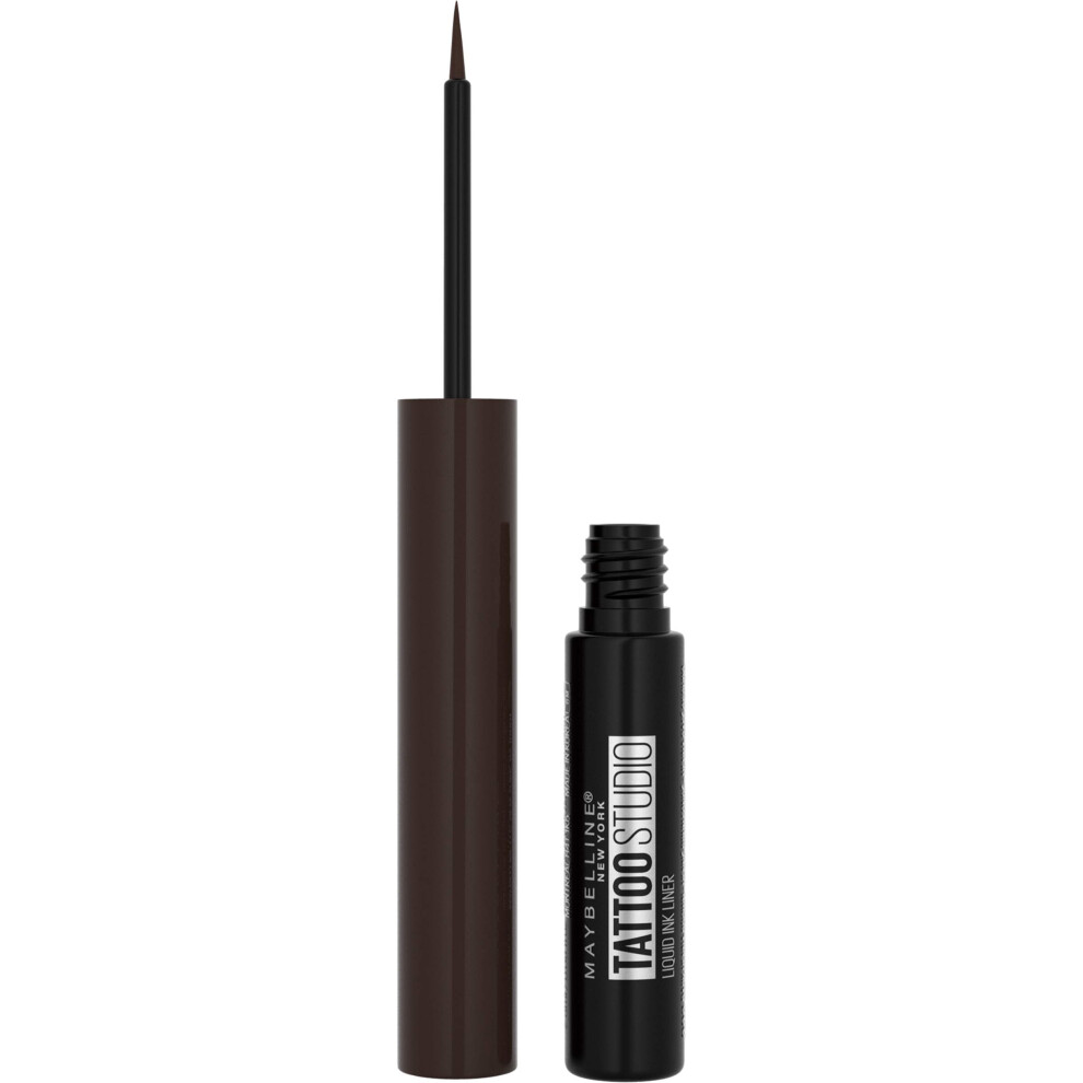 Maybelline TattooStudio Liquid Ink Longwear Liquid Eyeliner Makeup  Dark Henna Brown  1 Count