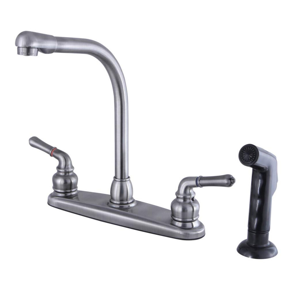 Kingston Brass Kb7500sp Magellan 8"""" Centerset Kitchen Faucet 10-7/8 Inch In Spout Reach Black Stainless 663370530555