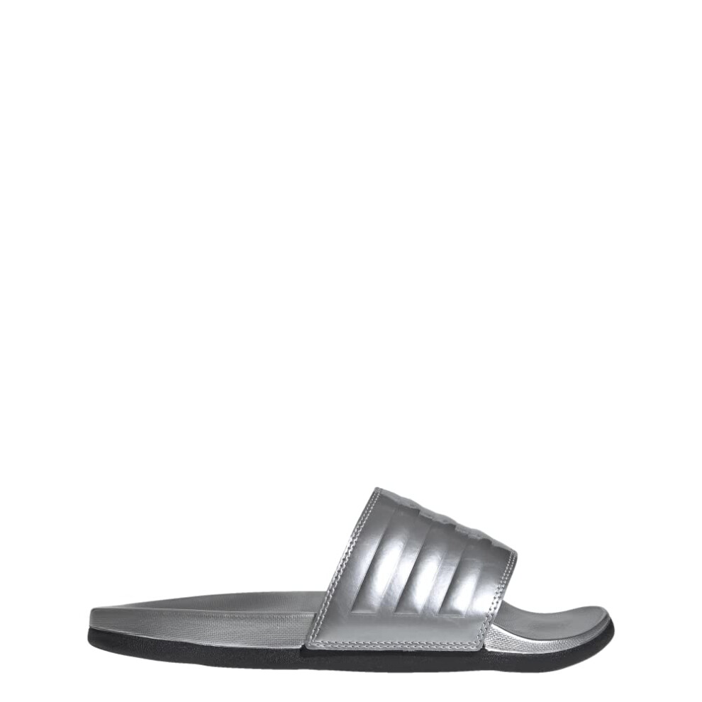 adidas Women's Adilette Comfort Slides Water Shoe  Silver Metallic/Silver Metallic  8