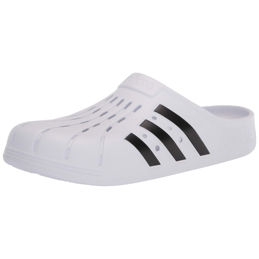 adidas unisex adult Adilette Clog Slide Sandal  White/Core Black/White  6 Women 5 Men US