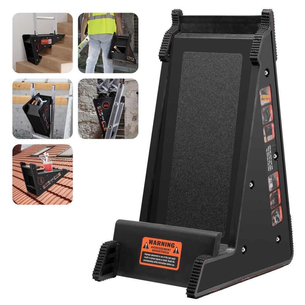 VEVOR Ladder Levler  380lbs Load PP Ladder Leveling Tool  Pitch Hopper  Stair Ladder Stabilizer with Storage  Easy to Use Stable Platform for All Surf