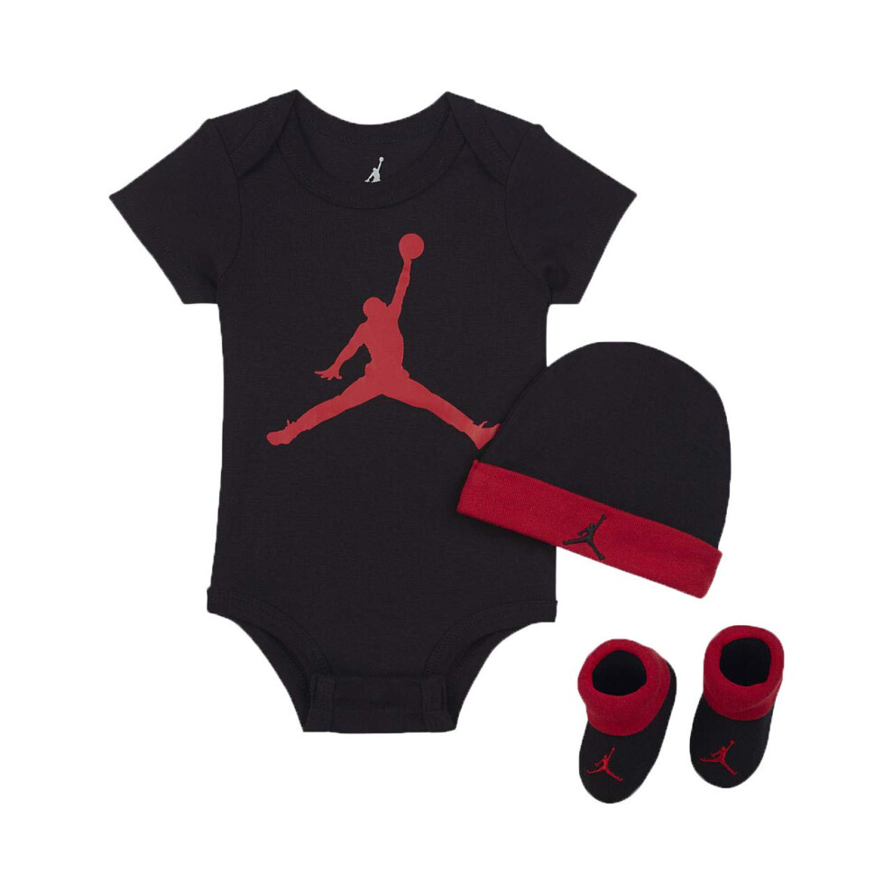 Nike Jordan Jumpman 3 Piece Infant Set (Black(LJ0041-KR5)/Red  0-6 Months)
