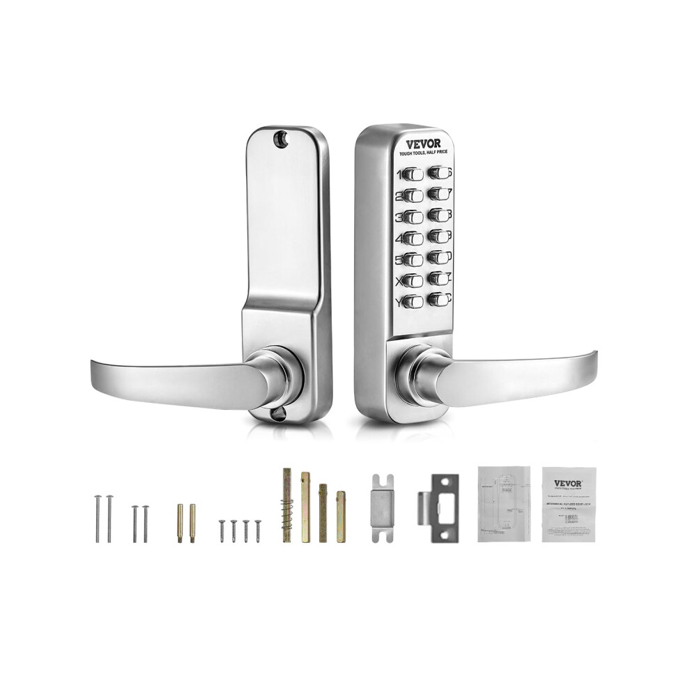 VEVOR Mechanical Keyless Entry Door Lock  14 Key Mechanical Door Lock  Mechanical Keypad Door Lock with Handle  Stainless Steel Waterproof Keyless Gat
