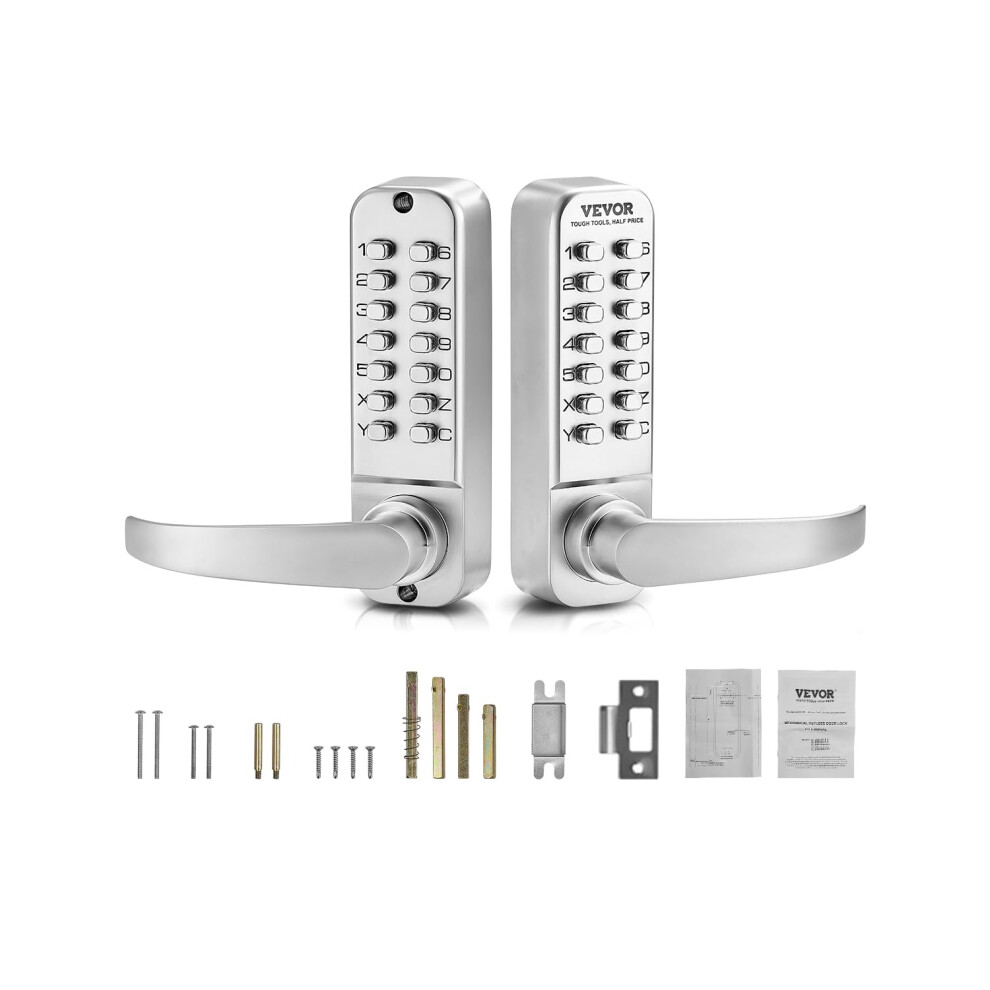 VEVOR Mechanical Keyless Entry Door Lock  14 Key Mechanical Door Lock  Mechanical Keypad Door Lock with Handle  Double-Sided Stainless Steel Waterproo