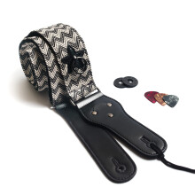 Einfacher gewebter Gitarrengurt mit Stern-Patch-Picks und Gurtschlössern im Lieferumfang enthalten (Zig Zag), Einheitsgröße (LMR00_0302)